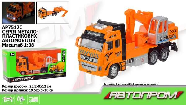 Машина мет. АВТОПРОМ арт. AP7512C (48шт/2)  1:38, екскаватор, батар., світ., звук, короб.25,5 * 12 * (шт.)