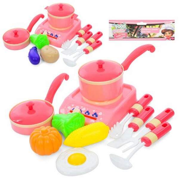 Набір посуду 111-18A-19A (72шт) 10 предметів, плита, кастрюля, сковорідка, продукти, кухонні прилади (шт.)