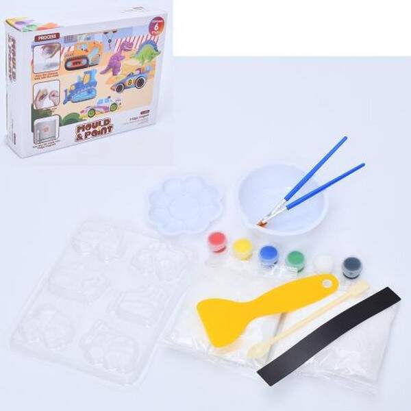 Будтехнiка CH86 (72шт) набір для творчості, гипс, формочка (будтехника 6шт), фарби, пензлик, в кор-ц (шт.)