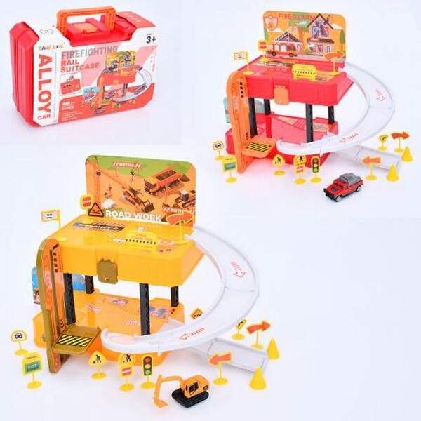 Гараж 6631-32 (48шт) 2 поверхи, машина(метал), дорожні знаки, наліпки, в чемодані, 31дет, 2види(будм (шт.)