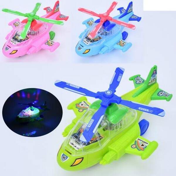 Гелікоптер XD-1C (72шт) 21,5см, їздить, музика, світло, каталка на шнурі, мікс кольорів, на бат-ці, (шт.)