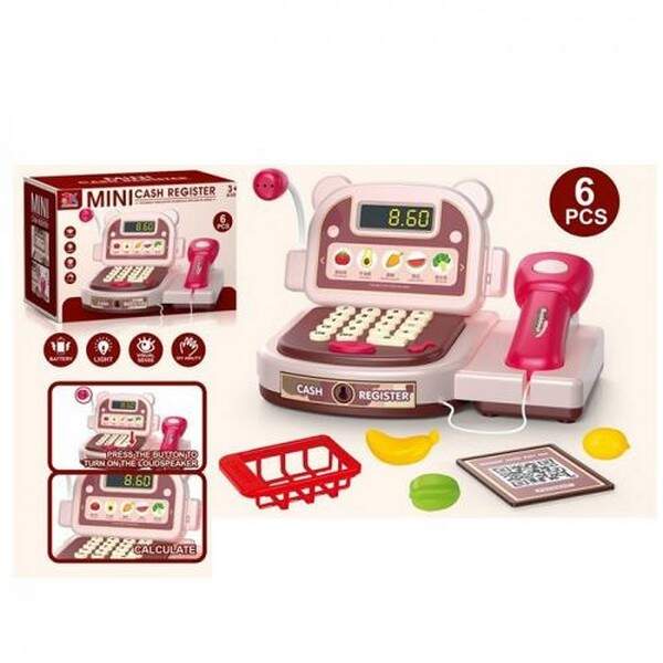 Касовий апарат 6829A (24шт) 22см, калькулятор, сканер, продукти, світло, на бат-ці, в кор-ці, 23-16- (шт.)