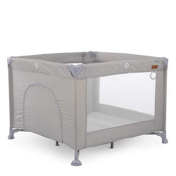 Манеж ME 1097 CASTLE Perfect Gray (1шт) квадратний дитячий, вхід-змійка, кишеня, кільце 2шт, льон, с (шт.)