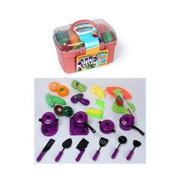 Набір посуду 666-67 (36шт) плита 2шт, каструлі, кухонний набір, продукти на липучці, валіза, в карт (шт.)
