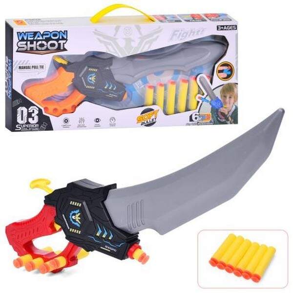 Пістолет SP12537-1-2 (36шт) 2в1(меч), 42см, м'які кулі-присоски 6шт, мішені, 2 види, в кор-ці, 47-20 (шт.)