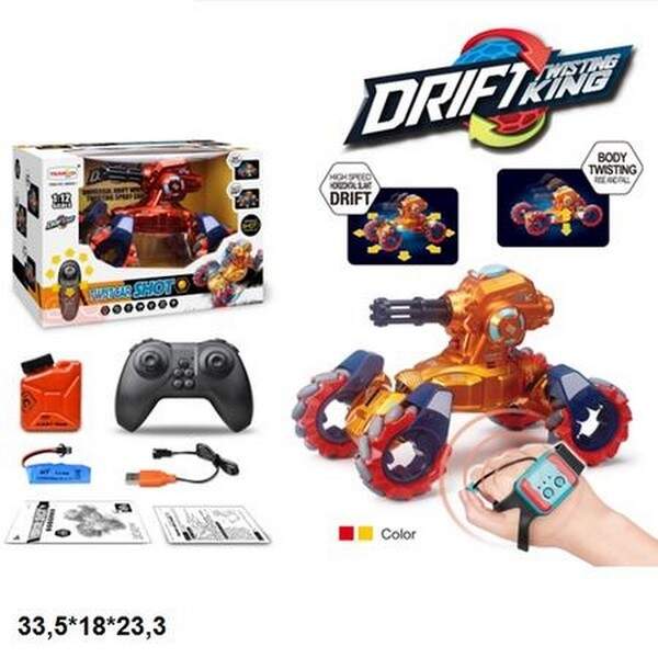 Р.К.Танк-трюкач twist 99009-1A 2в1 акум.USB.стріляє гелевими кульками,світ.дим.дрифт.2кол.кор.33,5*1 (шт.)