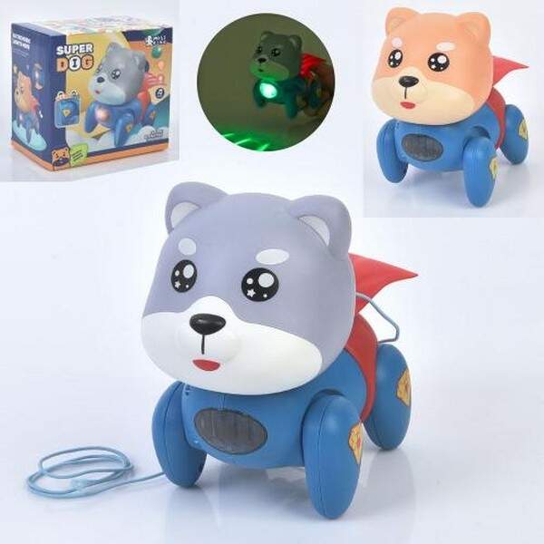 Музична іграшка QB-25Y (54шт) собака, 15см, ходить, музика, світло, резинка, на бат-ці, 2 кольори, в (шт.)