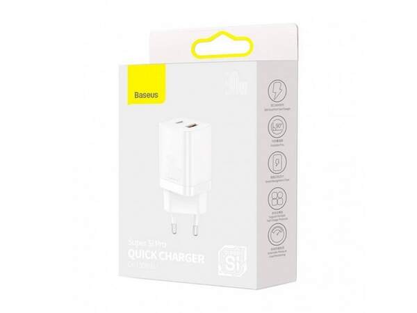 МЗП Baseus Super Si Pro Quick Charger C+U 30W EU White CCSUPP-E02 (шт.)