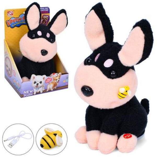 Собака 916-1 (20шт) 25см, акум, повтор, звук, плюш, реагує на бджолу, USBзарядне, рухливий, на бат-ц (шт.)