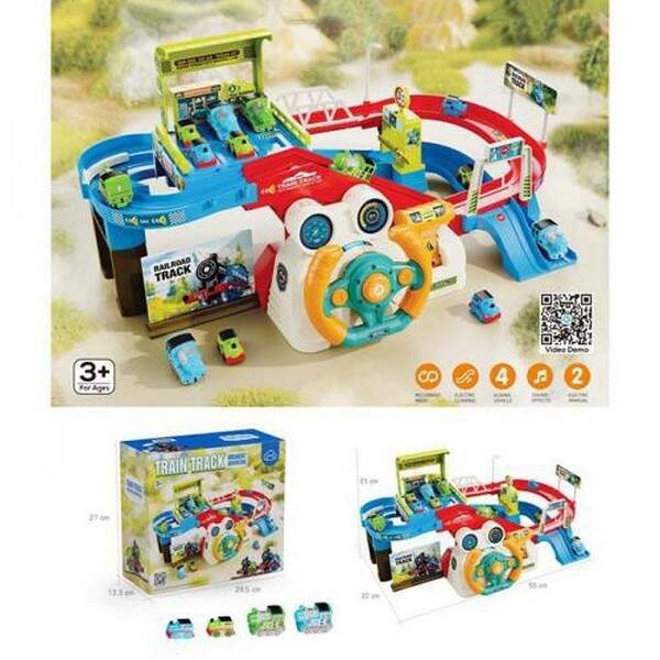 Автотренажер T922A (12шт) кермо, трек, музика-звук(англ), світло, рухливі деталі, паровоз 4шт, на ба (шт.)