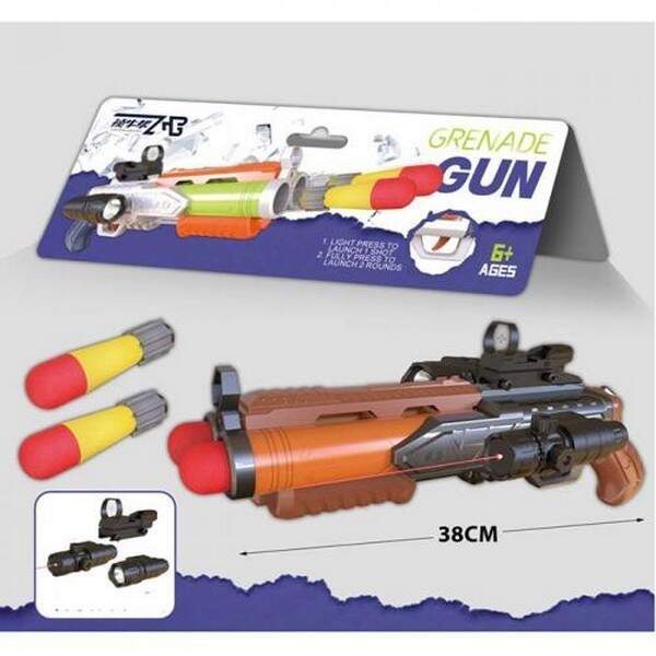 Пістолет 777-25 (24шт) 37см, прицел, лазер, фонарь, звук(англ), 2 м'які кулі 10,5см, на бат-ці, у па (шт.)