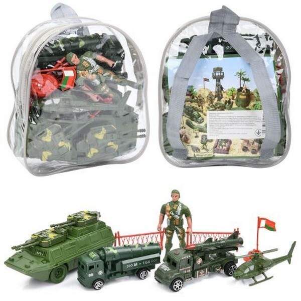 Солдати у наборах 0066-S5 (48шт) війскова техніка 4шт, солдат 13см, в рюкзаку, 18-21-7,5см (шт.)
