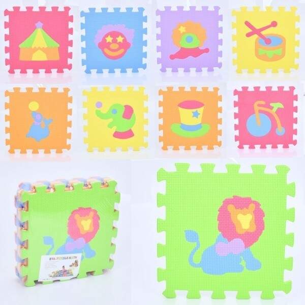 Килимок Мозаїка MR 1276 (12шт) EVA, цирк, 9дет, (9мм, 30-30см), пазли, в пакеті, 30-30-8см (шт.)