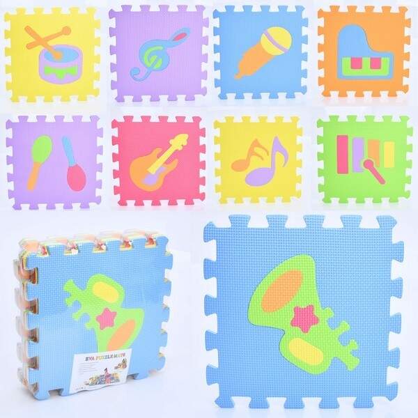 Килимок Мозаїка MR 1279 (12шт) EVA, музичні інструменти, 9дет, (9мм, 30-30см), пазли, в пакеті, 30-3 (шт.)