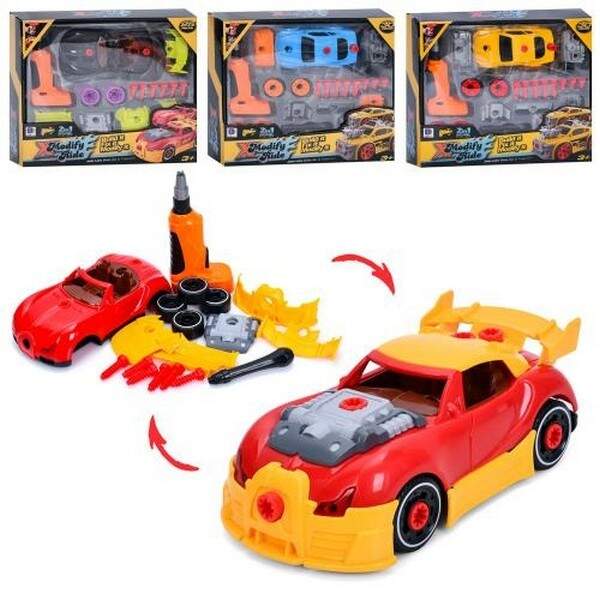 Конструктор 661-372-3-4-5 (18шт) на шурупах, машина, шуруповерт-оберт.насадка, викрутка,наліпки, 4 в (шт.)