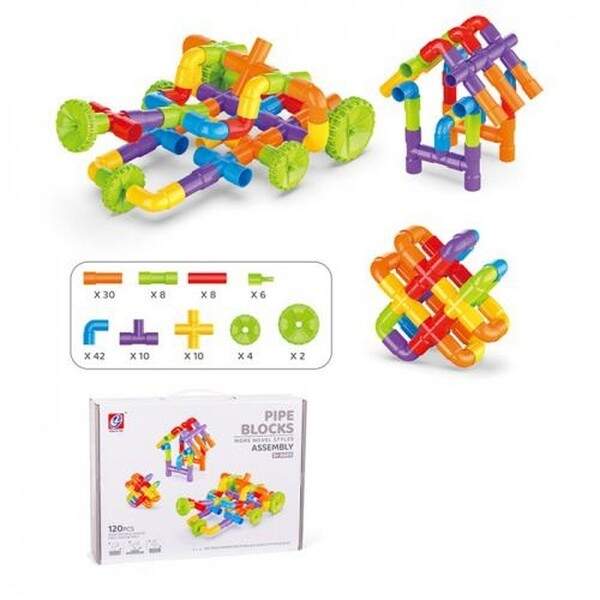 Конструктор JX688-238 (24шт) труби/трубчатий, 120дет, в кор-ці, 32,5-23,5-7,5см (шт.)