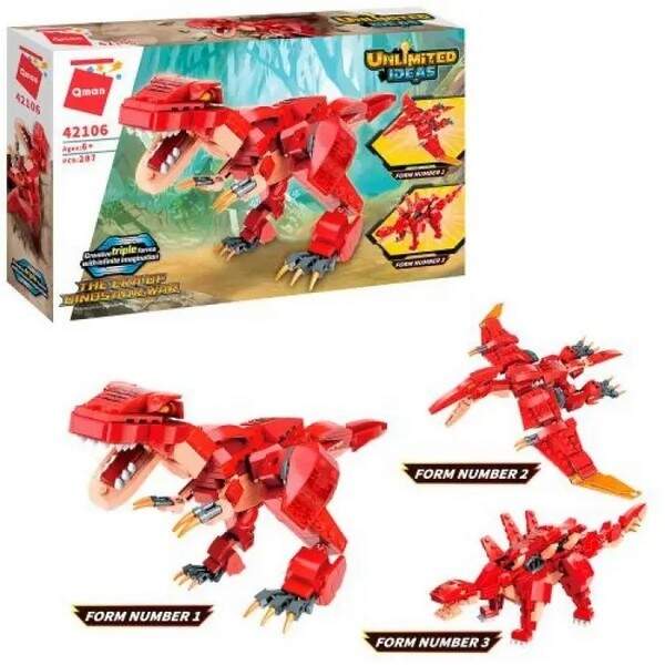 Конструктор Qman 42106 (32шт) 3в1, динозавр, 287дет, в кор-ці, 31,5-19-5см (шт.)