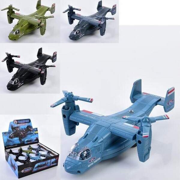 Літак XG879-103 (48шт) метал, інерц, 15см, звук, світло, бат(табл), 12шт(6кольорів) в дисплеї, 38-11 (шт.)