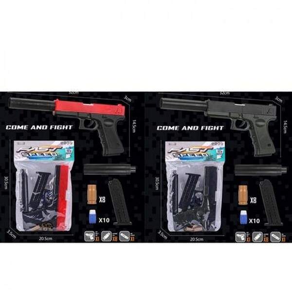 Пістолет W9917-18 (48шт) 32см, кулі 10 шт, 2 кольори, в пакеті, 20-29-3,5см (шт.)