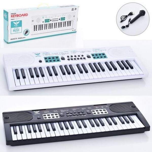 Синтезатор BX-1682A-B (12шт) 54см, 49клавіш, мікрофон, запис, демо, 2 кольори, USB-шнур або бат-ки, (шт.)