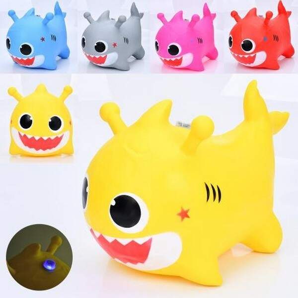 Стрибуни-тварини MS 4158 (12шт) акула, музика, світло, 1300-1350г, 5 кольорів, бат(табл), пакет, 33- (шт.)