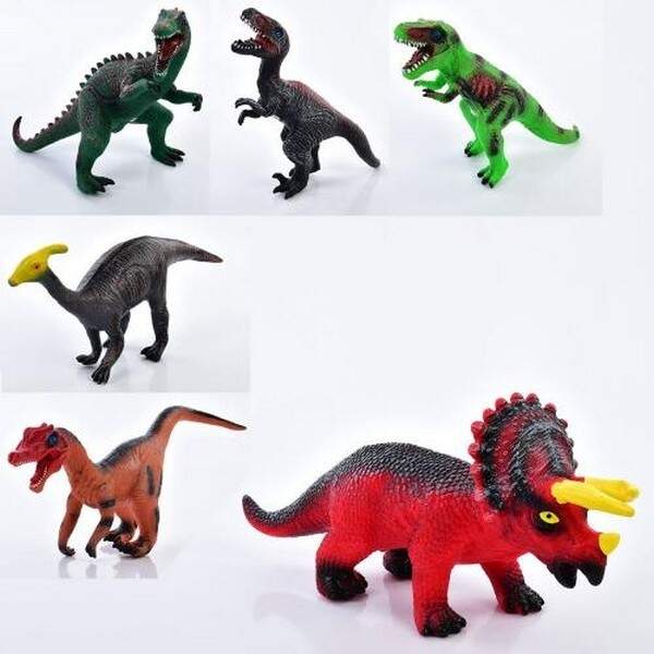 Фігурка 075-25-6-7-8-9-0 (48шт) динозавр, від 30см до 37см, звук, бат(табл), 6 видів, у пакеті, від (шт.)