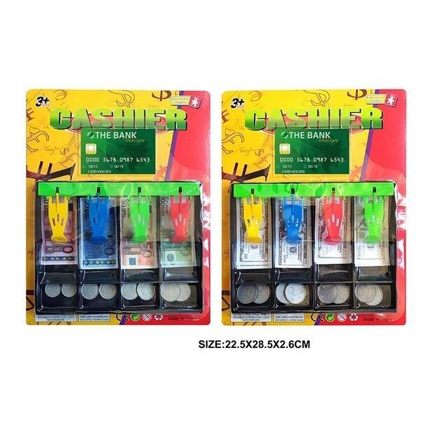 Каса арт. 929-055 (96шт/2)  мікс 2 види, паперові гроші та монети планш. 22*28*2,6см (шт.)