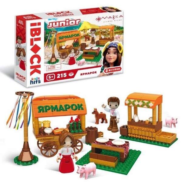 Конструктор Kids hits IBLOCK JUNIOR арт. PL-921-522 (12шт) МАВКА, 215 дет, 2 фігурки, наліпки, татую (шт.)