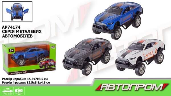 Машина мет. АВТОПРОМ арт.  AP74174 (96шт/2) 1:32,3 кольора,відкр.двері,короб.15,5*8,5*6,8см (шт.)