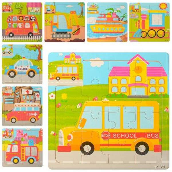 Дерев'яна іграшка Пазли MD 1222 (500шт) транспорт, мікс видів, кул., 15-15-0,5 см. (шт.)
