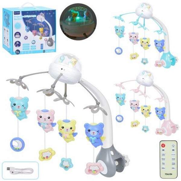 Карусель на кроватку 6688ABC (6шт) підвіски 4шт,Д/К(І/Ч),музика,3види,USB,на акум.,в кор-ці 28-31-13 (шт.)