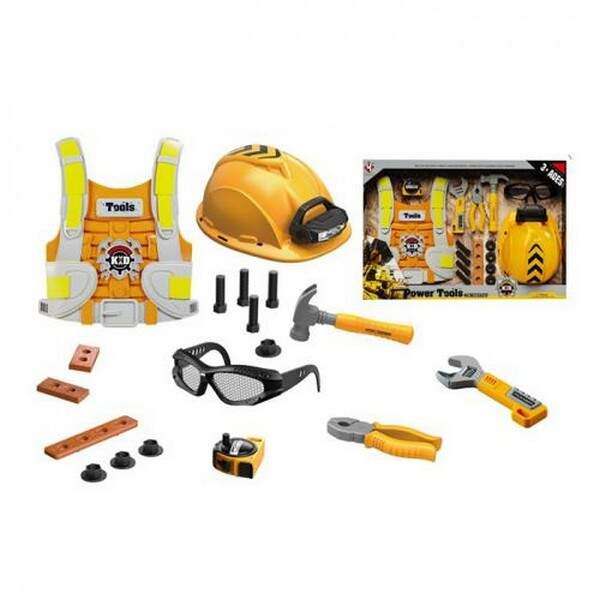 Набір iнструментів T015A (12шт) жилет, маска, окуляри, молоток,плоскогубці, болти, світло, на бат-ці (шт.)