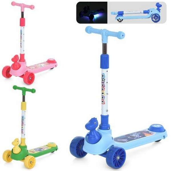 Самокат JR 3-099 (6шт) Maxi-big, метал+пластик, 3колПУ, 2передніх-110мм,світло, задне 80мм, підніжка (шт.)