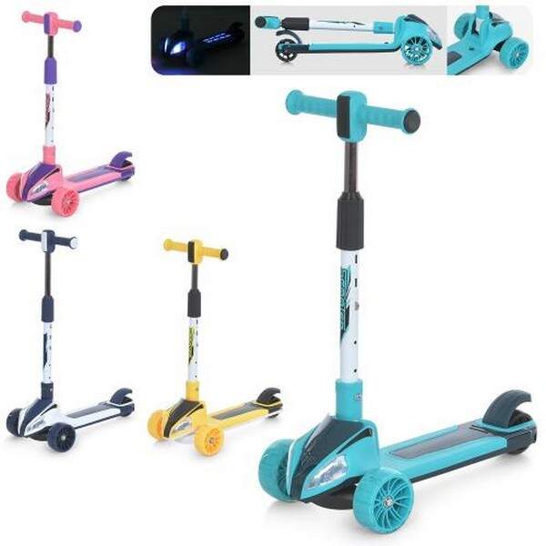 Самокат JR 3-113 (6шт) Maxi-big,метал+пластик, 3колПУ, 2передн-110мм,світло, задн-85мм,св, підніжка (шт.)