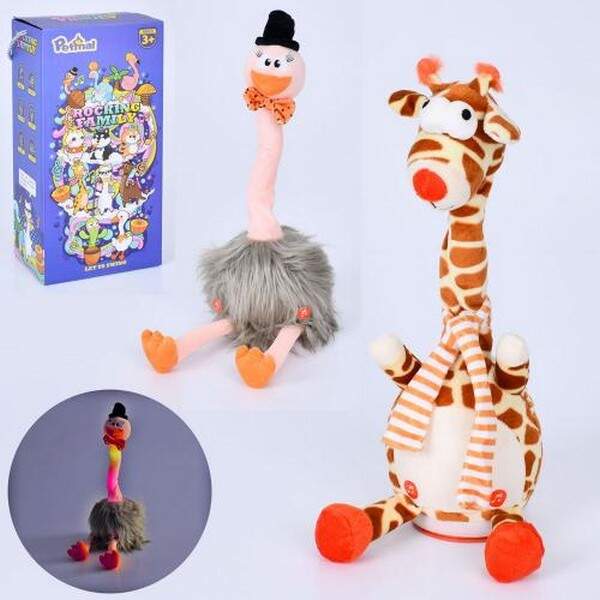 Тварина 777-105D (32шт) 35см, музика, світло, танцює, повторює, 2 види(жираф, гусак), на бат-ці,  в (шт.)