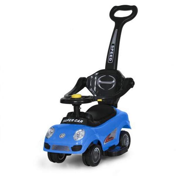 Каталка-толокар M 5784-4 (1шт) батьківська ручка, музика, світло, блакитний (шт.)