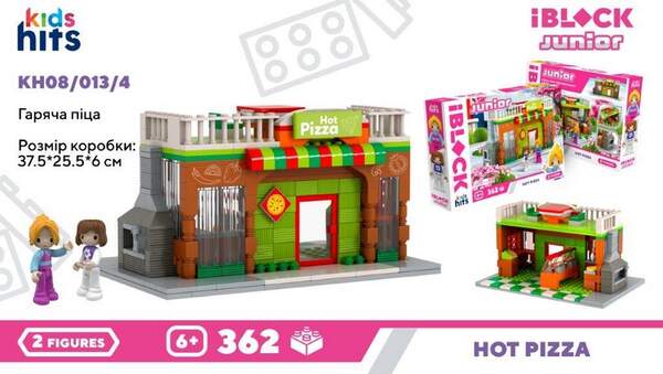 Конструктор Kids hits IBLOCK JUNIOR арт. KH08/013/4 (24шт/2) Гаряча піца, 362дет., 2 фіг, у короб. 3 (шт.)
