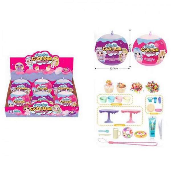 Набір для творчості K2837 (96шт) куля-сюрприз, 12см, стіл, аксесуари (клей, мішура, посуд, продукти, (шт.)