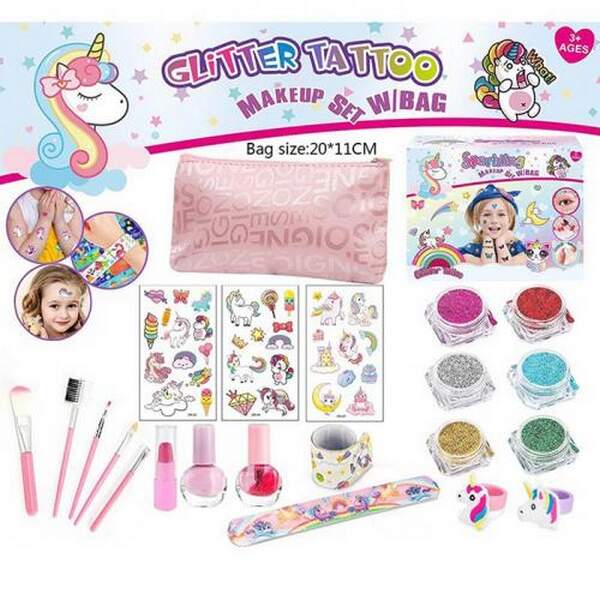 Косметика L5282 (36шт) пензлики, лак 2шт, помада, блиск, каблучки, косметичка 19-11см, наліпки, зажи (шт.)