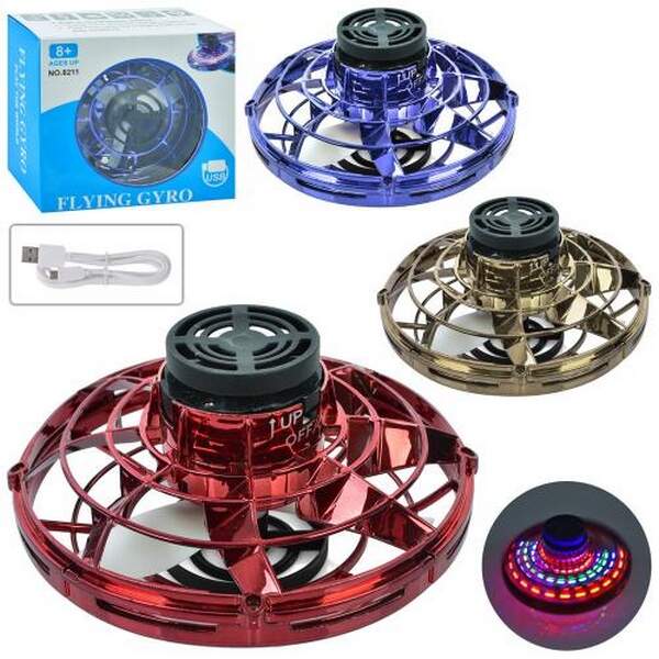 Гра 8211 (24шт) 8,5см, акум, світло, літає, дзига, USB зарядка,3кольори, в кор-ці 11-10-5см (шт.)