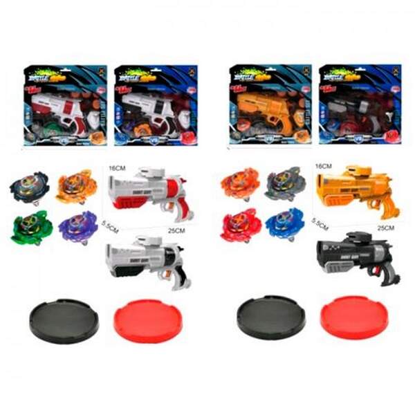 Гра X2310-E-F (36шт) BBL, дзига 2шт метал+пластик 5,5см, на запуску(пістолет 24см), 4 види, в кор-ці (шт.)