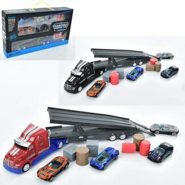 Трейлер 425-12 (36шт) інерц, 32см, машинки 4шт-метал, 7см,мікс кольорів, в кор-ці, 36-20-6,5см (шт.)