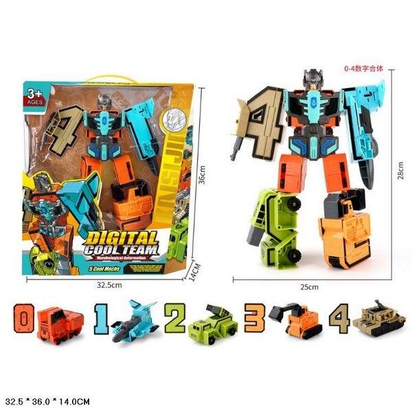 Робот арт. 8337-8 (18шт)   трансформер-цифри 0-4 короб. 32,5*36*14 (шт.)