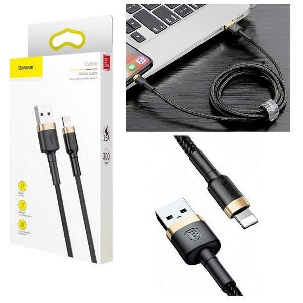 Кабель Baseus Cafule Cable USB For Lightning 1.5A 2m Gold+Black (CALKLF-CV1) (шт.)
