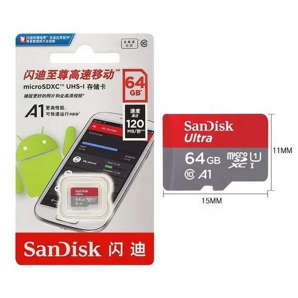 SanDisk micro SDHC ULTRA 64GB Class10  A1 (100 Mb/s) + ad (шт.)