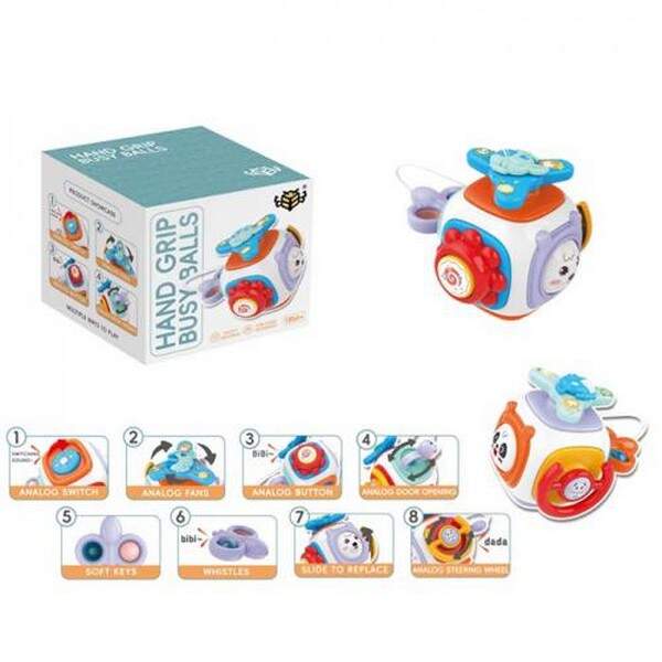 Гра FD165 (80шт) бізікуб/бізібол, 10-9-11см, кермо-тріскачка, м'які кнопки, пискавка, рухливі деталі (шт.)