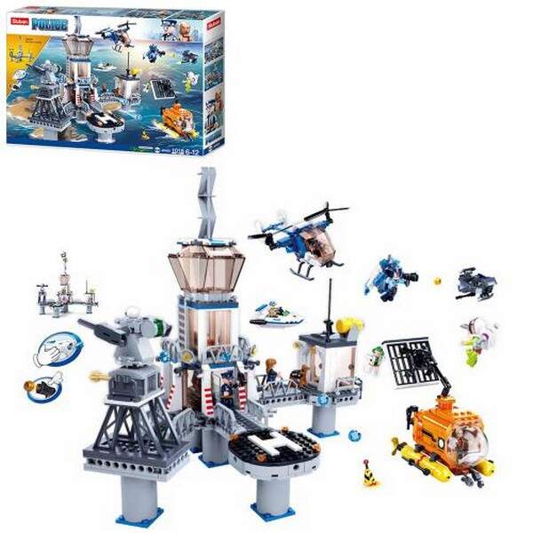 Конструктор SLUBAN M38-B0828 (6шт) поліція, вод.трансп,вертоліт,фігурки,1016дет,в кор-ці,62,5-43-10с (шт.)