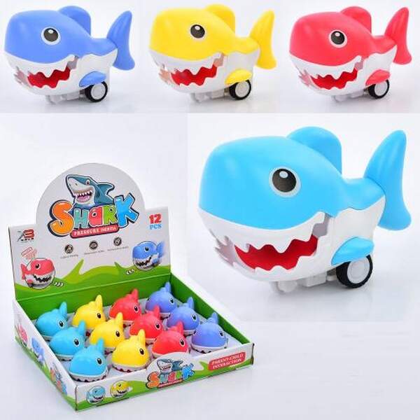 Іграшка FG231109037Q (240шт) акула, 9,5см, на запуску/заводна, 12шт(4кольори) в дисплеї, 29-24-7см (шт.)