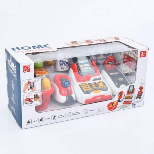 Касовий апарат 668-122 (12шт) каса, сканер, звук, світло, корзина, продукти, гроші, 24предм,на бат-ц (шт.)