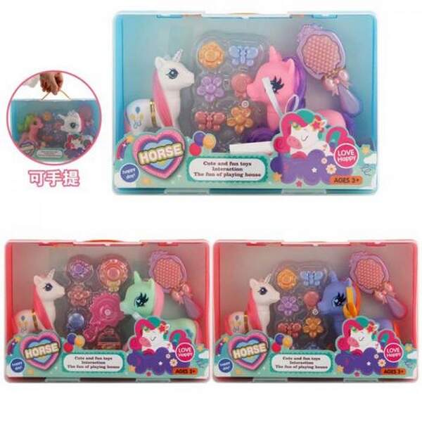 Конячка LK1485J (48шт) LP, 2шт (13см, 11см), гребінець, аксесуари, мікс видів,в чемодані/пакет, 24,5 (шт.)